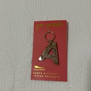 Glitter Gold Keychain with A